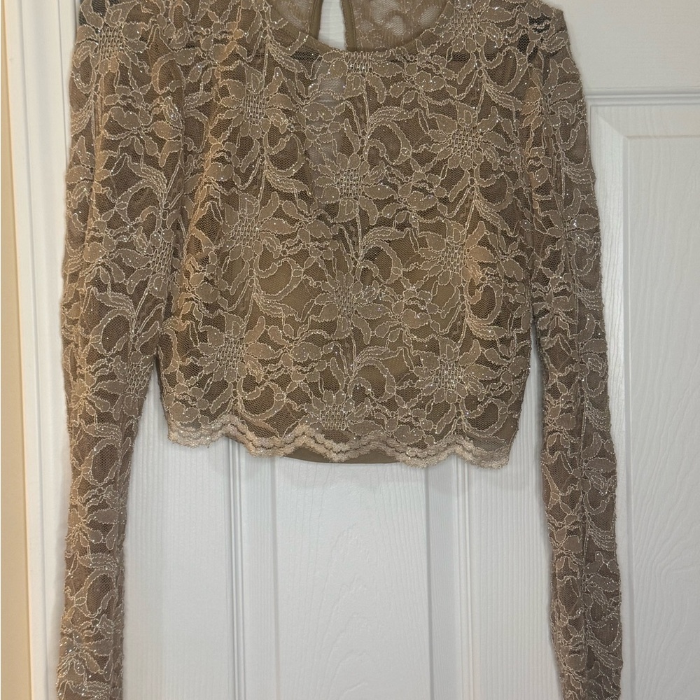 City Studio Floral Lace Long Sleeve Blouse
